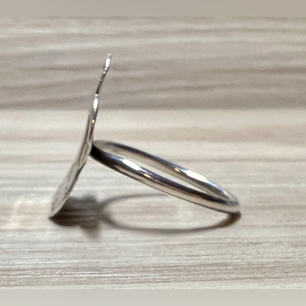 Retro Designer Sterling Silver & Gold Modernist Textured Flower Ring, Size 8 - Picture 2 of 10